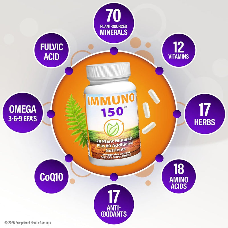 2 BOTTLES IMMUNO 150 THE ULTIMATE MULTI VITAMIN, IMMUNE BOOSTER. 150 CAPSULES