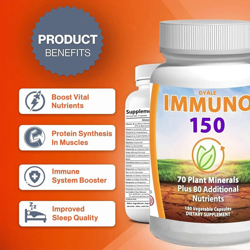 5 BOTTLES IMMUNO 150 THE ULTIMATE MULTI VITAMIN, IMMUNE BOOSTER. 150 CAPSULES